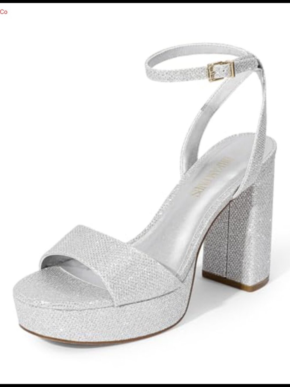 Platform High Heels Chunky Heel Open Toe Ankle Strap Glitter Sandals